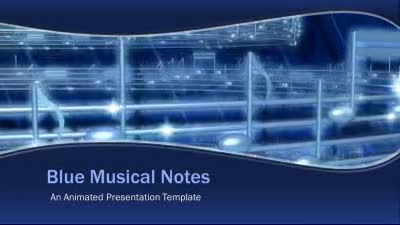 Blue Musical Notes PowerPoint Template layout preview.