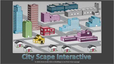 City Scape Interactive PowerPoint Template layout preview.