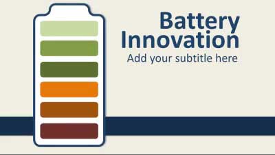 Battery Innovation PowerPoint Template layout preview.