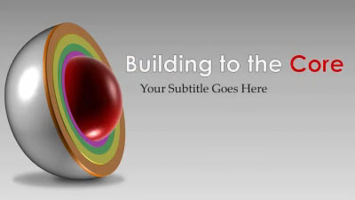 Four Ring Sliced Sphere Layers And Core PowerPoint Template layout preview.