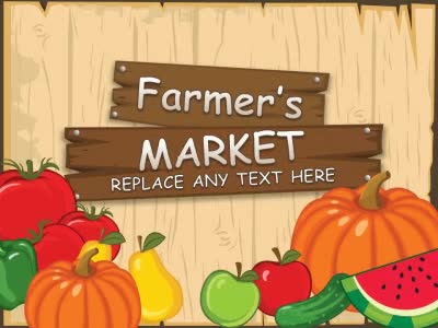 Farmers Market PowerPoint Template layout preview.