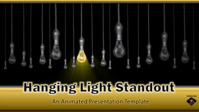 Hanging Light Standout PowerPoint Template layout preview.
