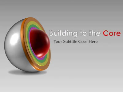 Four Ring Sliced Sphere Layers And Core PowerPoint Template layout preview.