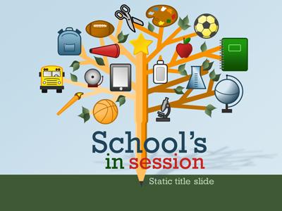 Schools In Session PowerPoint Template layout preview.