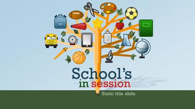 Schools In Session PowerPoint Template layout preview.