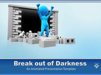 Break Out Of Darkness PowerPoint Template layout preview.