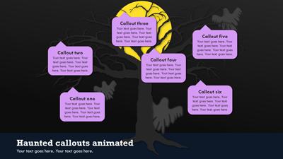 Slide 3 layout from the Haunted Hoopla PowerPoint Theme presentation deck.