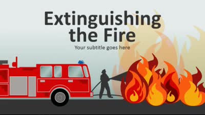 Extinguishing The Fire PowerPoint Template layout preview.