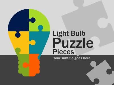 Lightbulb Puzzle Pieces PowerPoint Template layout preview.