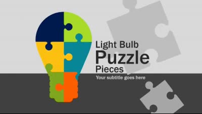 Lightbulb Puzzle Pieces PowerPoint Template layout preview.
