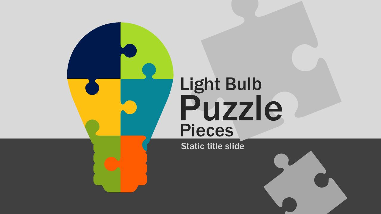 Slide 2 layout from the Light Bulb Puzzle Pieces presentation deck.