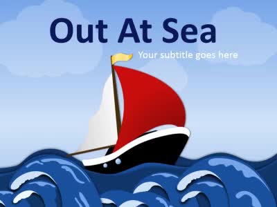 Out At Sea PowerPoint Template layout preview.