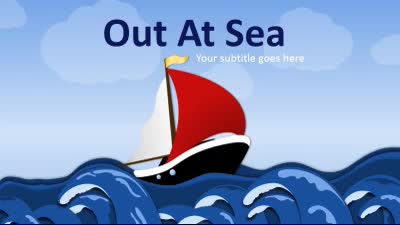 Out At Sea PowerPoint Template layout preview.