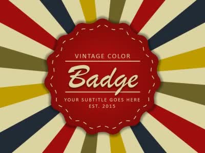 Vintage Color Badge PowerPoint Template layout preview.