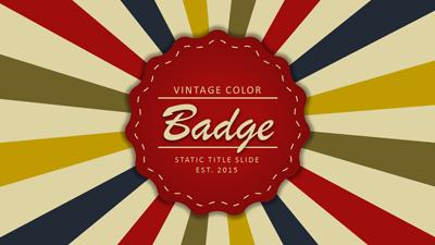 Slide 2 layout from the Vintage Color Badge presentation deck.