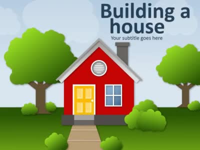 Building A House PowerPoint Template layout preview.