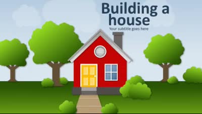 Building A House PowerPoint Template layout preview.