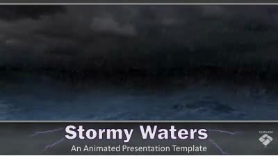 Stormy Waters PowerPoint Template layout preview.