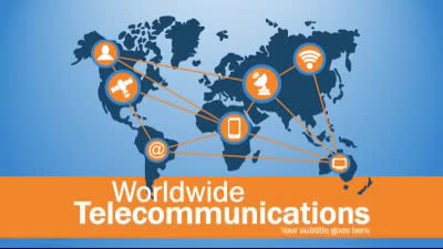 Worldwide Telecomm PowerPoint Template layout preview.