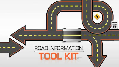 Road Information Tool Kit PowerPoint Template layout preview.