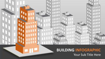 Building Infographic PowerPoint Template layout preview.