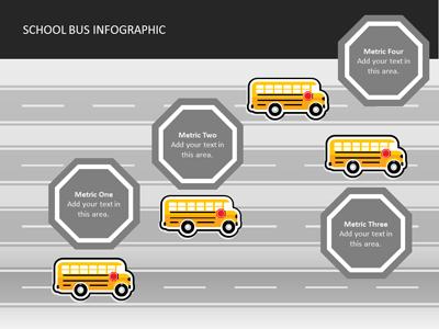 Slide 4 layout from the School Bus Infographics presentation deck.