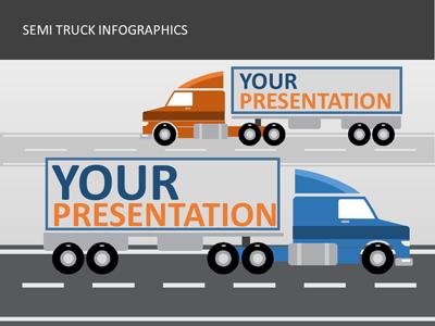 Semi Truck Infographics PowerPoint Template layout preview.