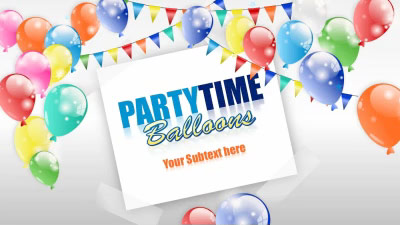 Party Time Balloons PowerPoint Template layout preview.