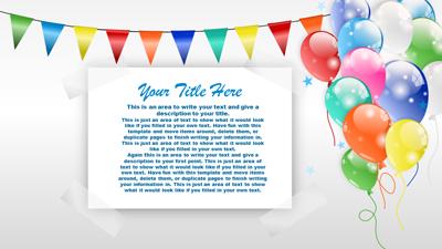 Slide 3 layout from the Party Time Balloons presentation deck.