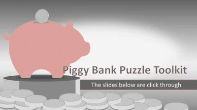 Piggy Bank Puzzle Toolkit PowerPoint Template layout preview.