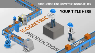 Production Line Isometrics PowerPoint Template layout preview.