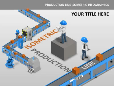 Production Line Isometrics PowerPoint Template layout preview.