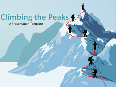 Climbing The Mountain PowerPoint Template layout preview.