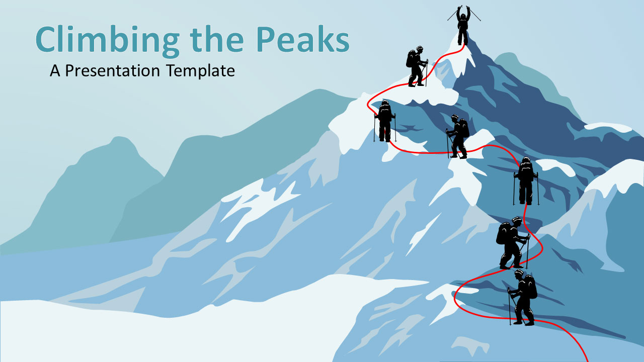 Climbing The Mountain PowerPoint Template layout preview.