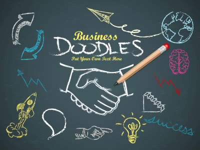 Business Doodles PowerPoint Template layout preview.
