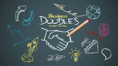 Business Doodles PowerPoint Template layout preview.