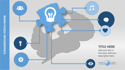 Brain Puzzles PowerPoint Template layout preview.