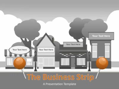 The Business Strip PowerPoint Template layout preview.