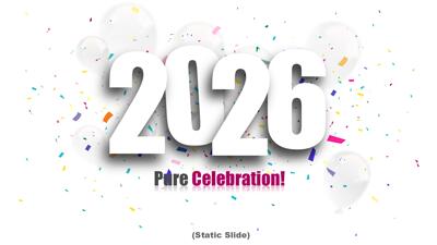 Slide 2 layout from the Pure Celebration 2026 New Year PowerPoint Theme presentation deck.