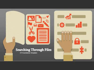 Searching Through Files PowerPoint Template layout preview.