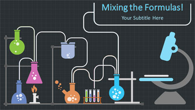 Mixing The Formulas Chemistry PowerPoint Template layout preview.