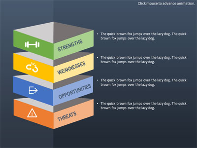 Slide 4 layout from the SWOT Infographic Toolkit presentation deck.