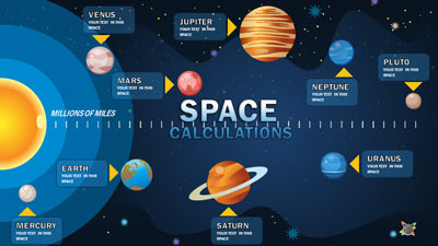 Space Calculations PowerPoint Template layout preview.