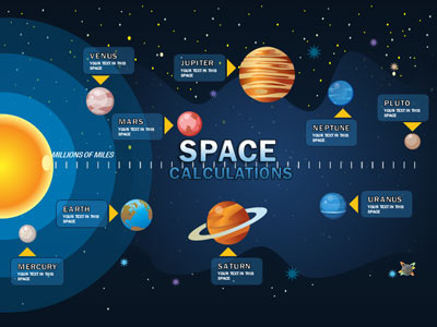 Space Calculations PowerPoint Template layout preview.