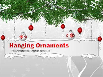 Hanging Ornaments PowerPoint Template layout preview.