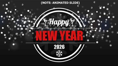 Black Blur New Year PowerPoint Template layout preview.