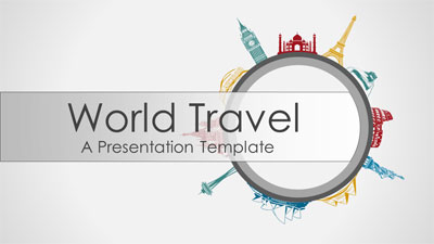 World Travel PowerPoint Template layout preview.