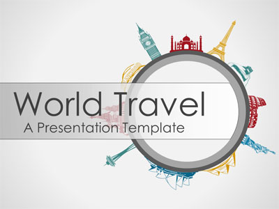 World Travel PowerPoint Template layout preview.