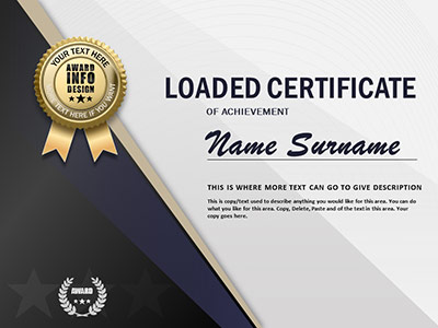 Loaded Certificate PowerPoint Template layout preview.