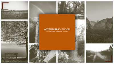 Adventures Outdoor Image Layout PowerPoint Template layout preview.